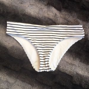 Victoria Secret Cheeky Swim Bottom B&W Stripe NWOT
